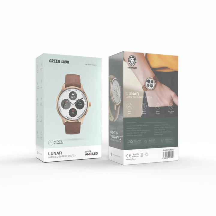 Green Lion Lunar Amoled smart watch - Brown-Smartwatches-Ilumina Benelux
