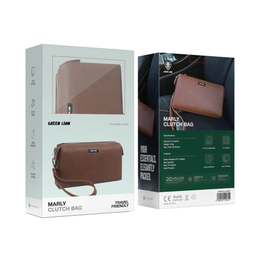 Green Lion Marly Clutch Bag - PU Leather - Bruin-Hoesjes-Ilumina Benelux