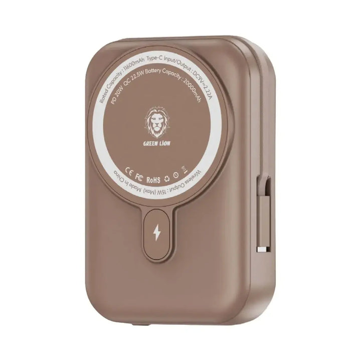 Green Lion Monaco MagSafe Powerbank 20000mAh with Type-C Cable - Desert Titanium-Powerbank-Ilumina Benelux