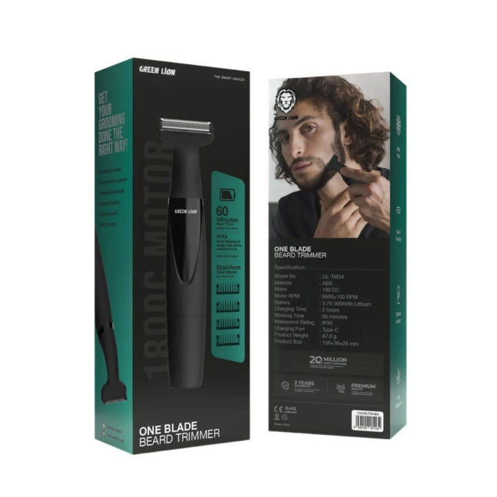 Green Lion One Blade Beard Trimmer - 500mAh - Zwart-Baardtrimmer-Ilumina Benelux