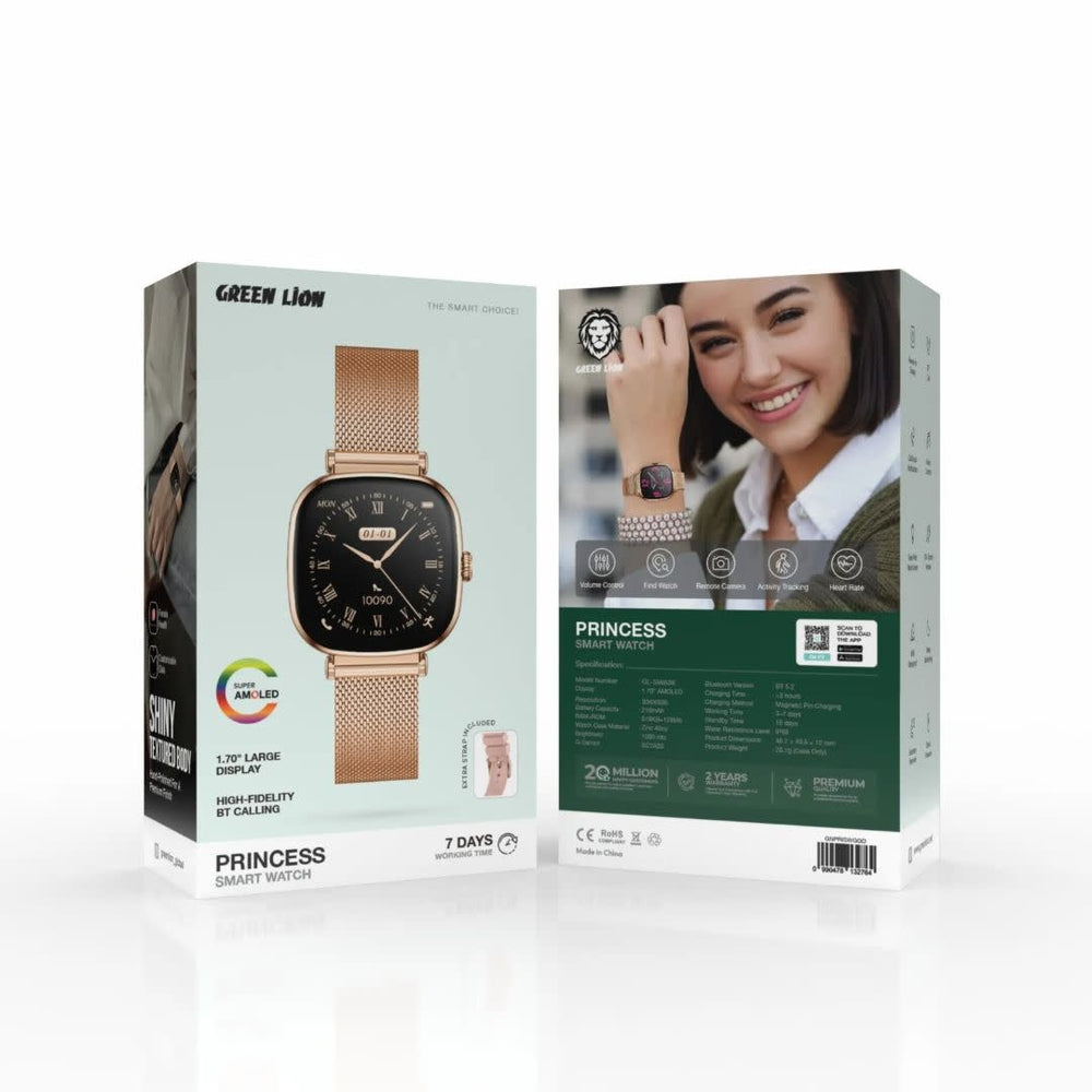 Green Lion Princess Smart Watch - Glossy Gold-Smartwatches-Ilumina Benelux