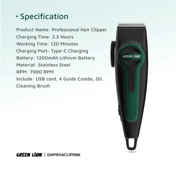 Green Lion Professional Hair Clipper - Zwart-Baardtrimmer-Ilumina Benelux