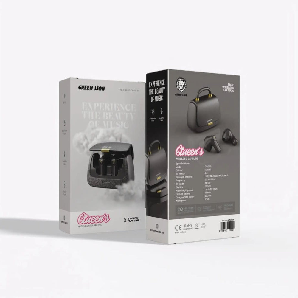 Green Lion Queen's True Wireless Earbuds - Zwart-In-ear koptelefoon-Ilumina Benelux