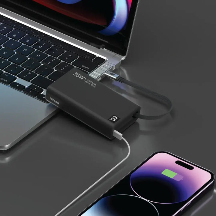 Green Lion Retractable 35W Powerbank 10000mAh - Zwart-Powerbank-Ilumina Benelux