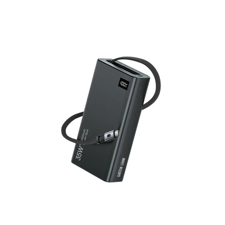 Green Lion Retractable 35W Powerbank 20000mAh - Zwart-Powerbank-Ilumina Benelux