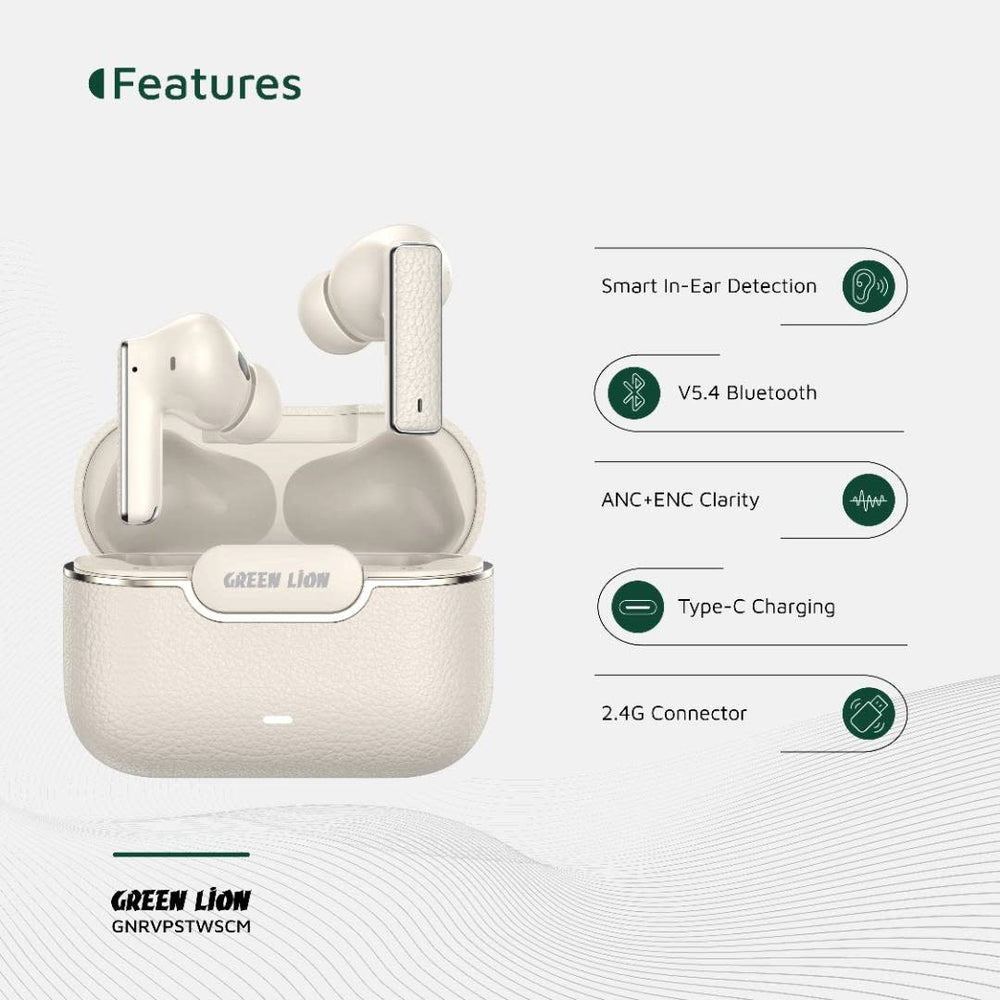 Green Lion River Plus True Wireless Earbuds - Beige-In-ear koptelefoon-Ilumina Benelux