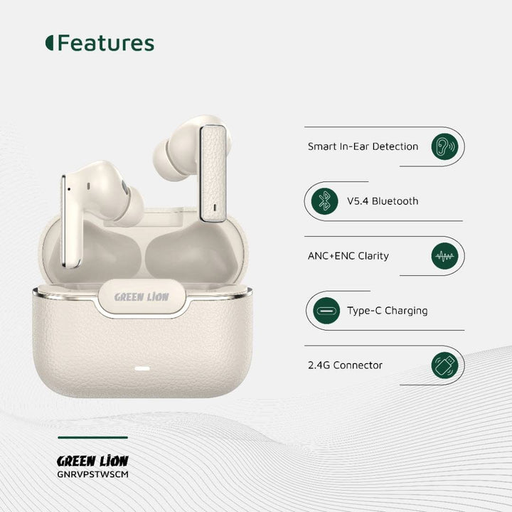 Green Lion River Plus True Wireless Earbuds - Beige-In-ear koptelefoon-Ilumina Benelux