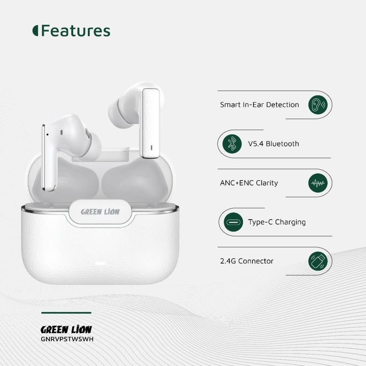 Green Lion River Plus True Wireless Earbuds - Wit-In-ear koptelefoon-Ilumina Benelux
