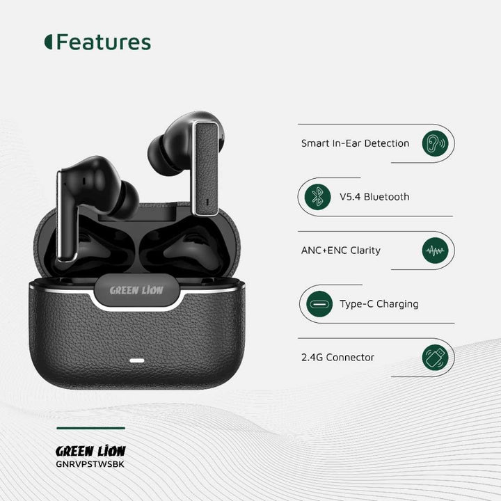 Green Lion River Plus True Wireless Earbuds - Zwart-In-ear koptelefoon-Ilumina Benelux