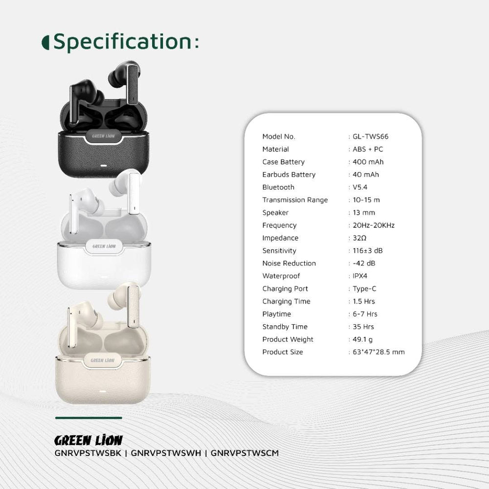 Green Lion River Plus True Wireless Earbuds - Zwart-In-ear koptelefoon-Ilumina Benelux