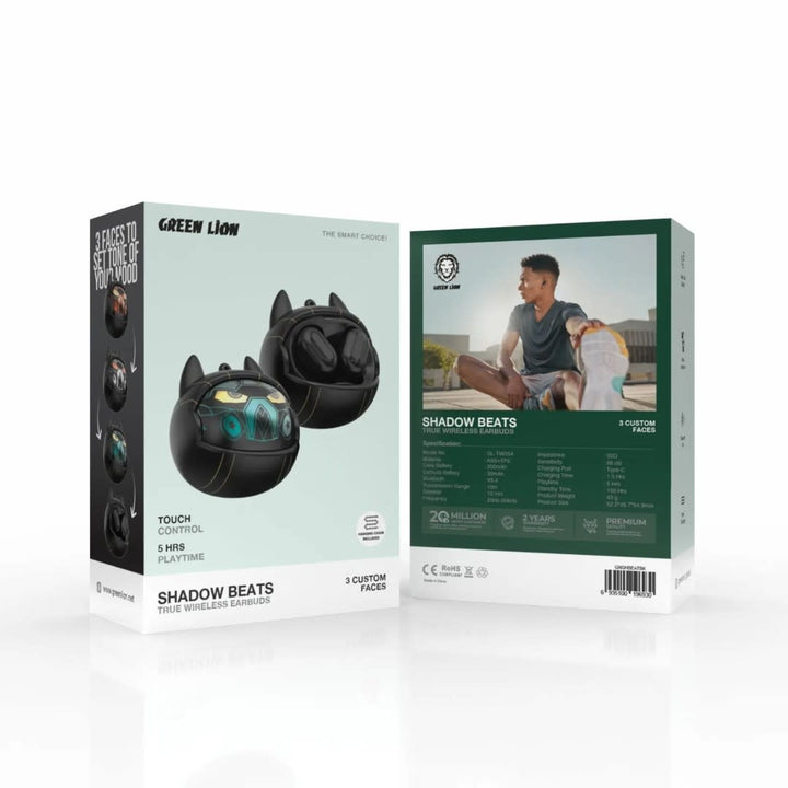 Green Lion Shadow Beats True Wireless Earbuds - Zwart-In-ear koptelefoon-Ilumina Benelux