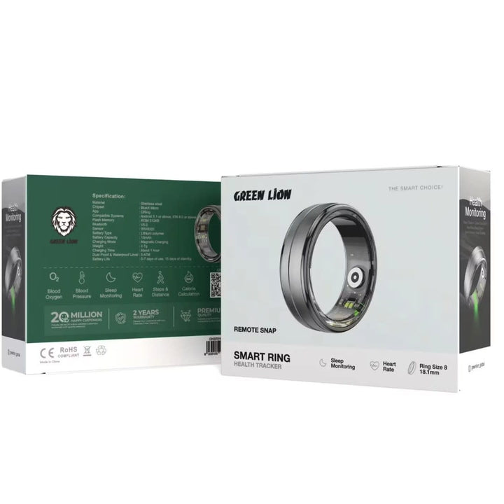 Green Lion Smart Health Tracker Ring - Size 10 - Zwart-Trackers-Ilumina Benelux