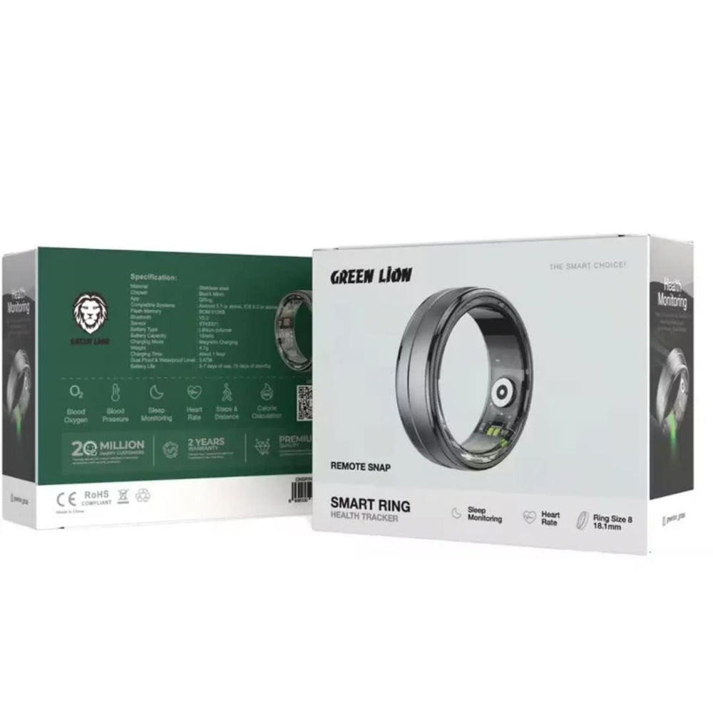 Green Lion Smart Health Tracker Ring - Size 9 - Zwart-Trackers-Ilumina Benelux