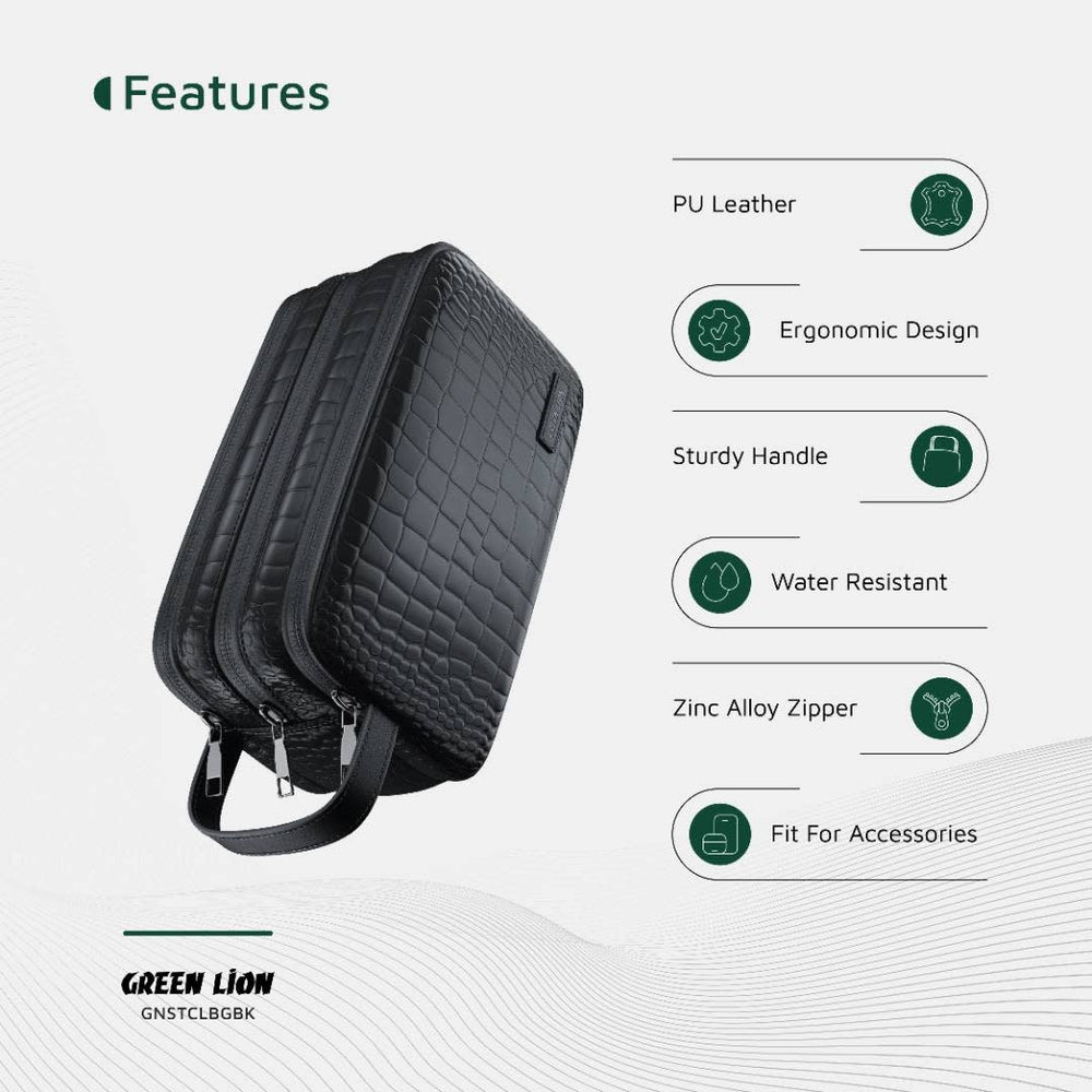 Green Lion Stallion Crocodile Clutch Bag - PU Leather - Zwart-Hoesjes-Ilumina Benelux