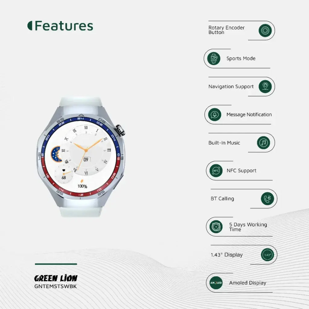Green Lion Tech Master Amoled Smart Watch - Silver-Smartwatches-Ilumina Benelux