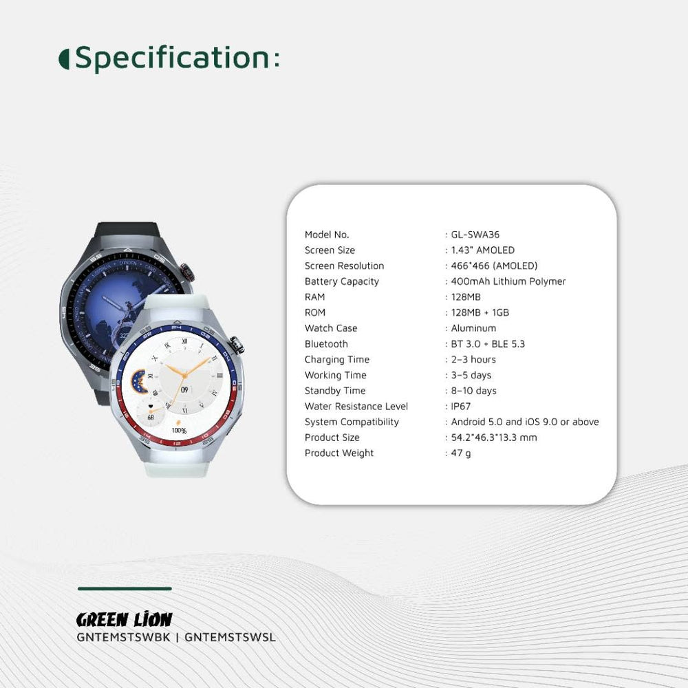 Green Lion Tech Master Smart Watch - Zilver-Smartwatches-Ilumina Benelux
