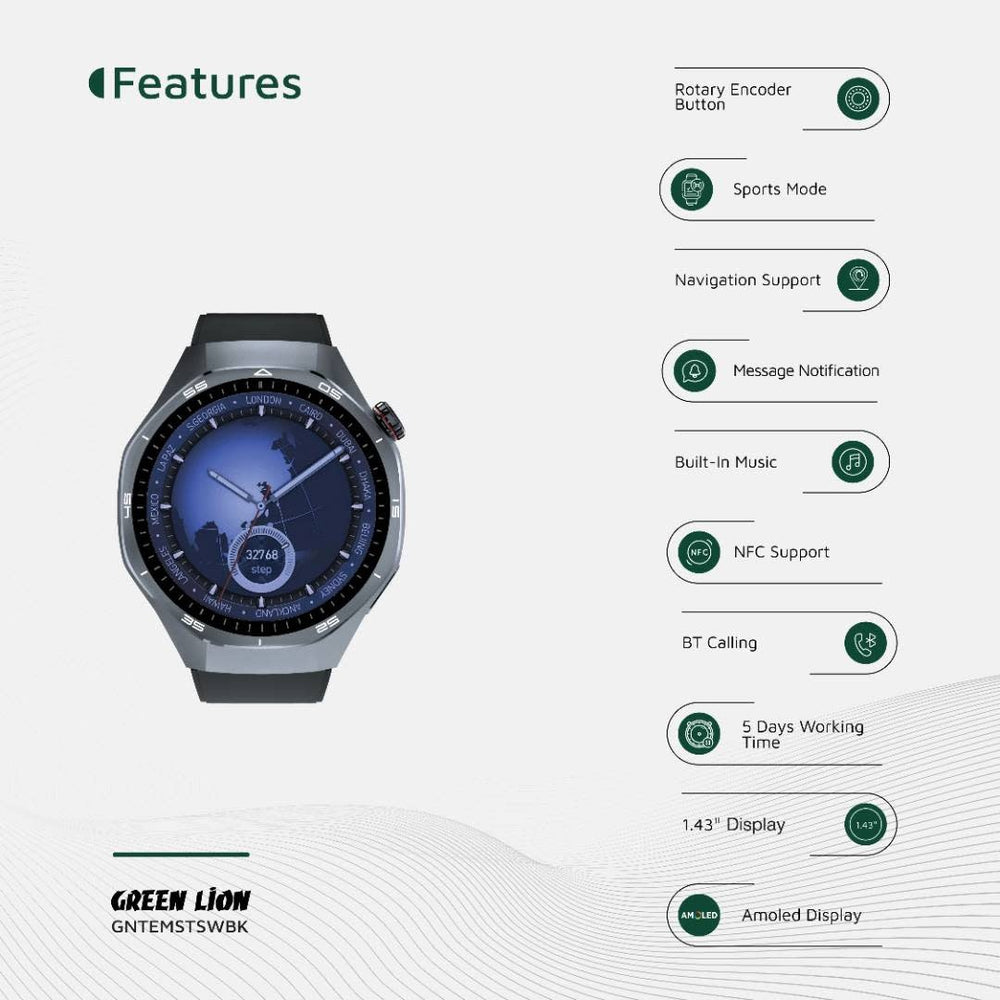 Green Lion Tech Master Smart Watch - Zwart-Smartwatches-Ilumina Benelux