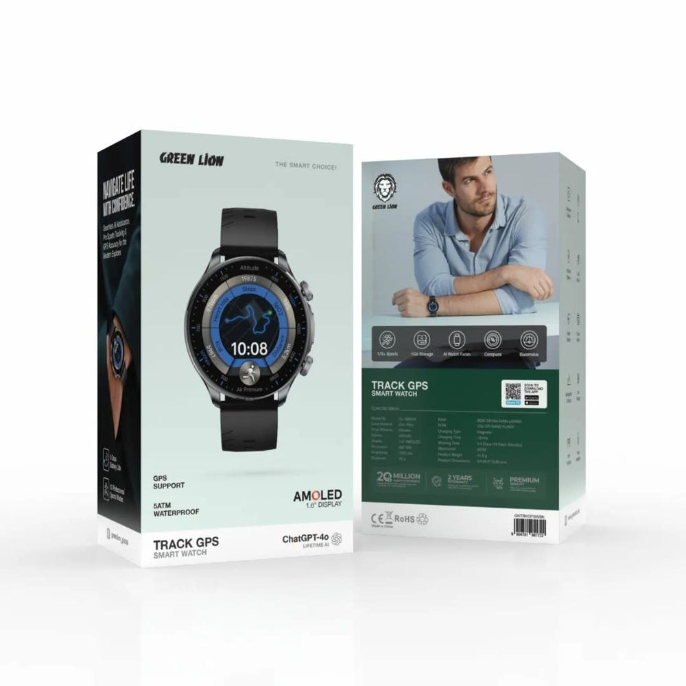 Green Lion Track GPS Smart Watch - Zwart-Smartwatches-Ilumina Benelux