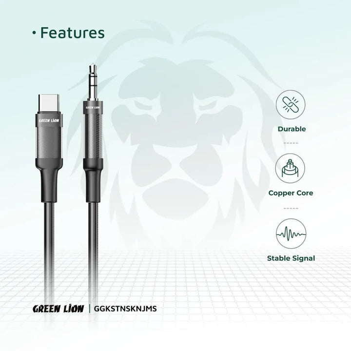Green Lion USB-C to AUX - 100cm Braided Cable - Zwart-Audiokabel-Ilumina Benelux
