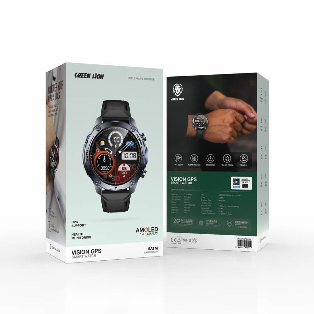 Green Lion Vision GPS Smart Watch - Zwart-Smartwatches-Ilumina Benelux