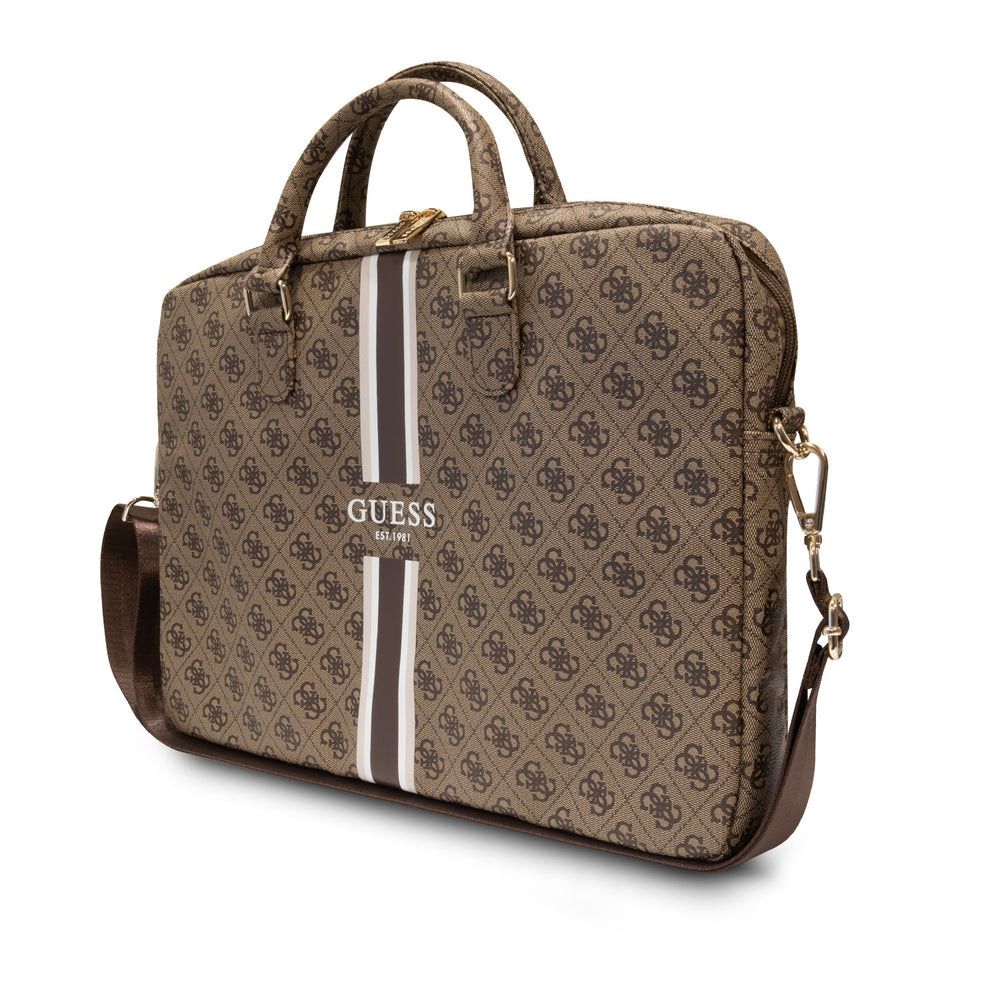 Guess 15 Inch PU Leather Laptop- en Tablettas 4G stripes - Bruin-Laptopcover-Ilumina Benelux