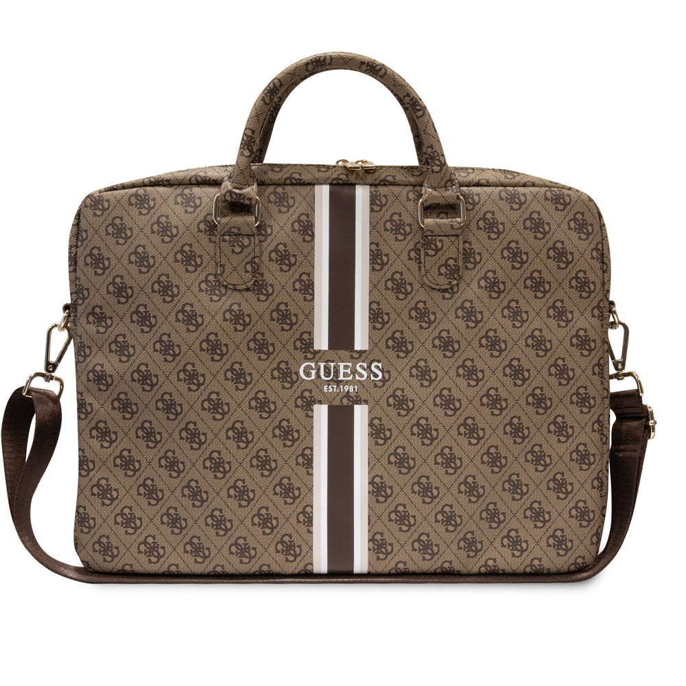 Guess 15 Inch PU Leather Laptop- en Tablettas 4G stripes - Bruin-Laptopcover-Ilumina Benelux