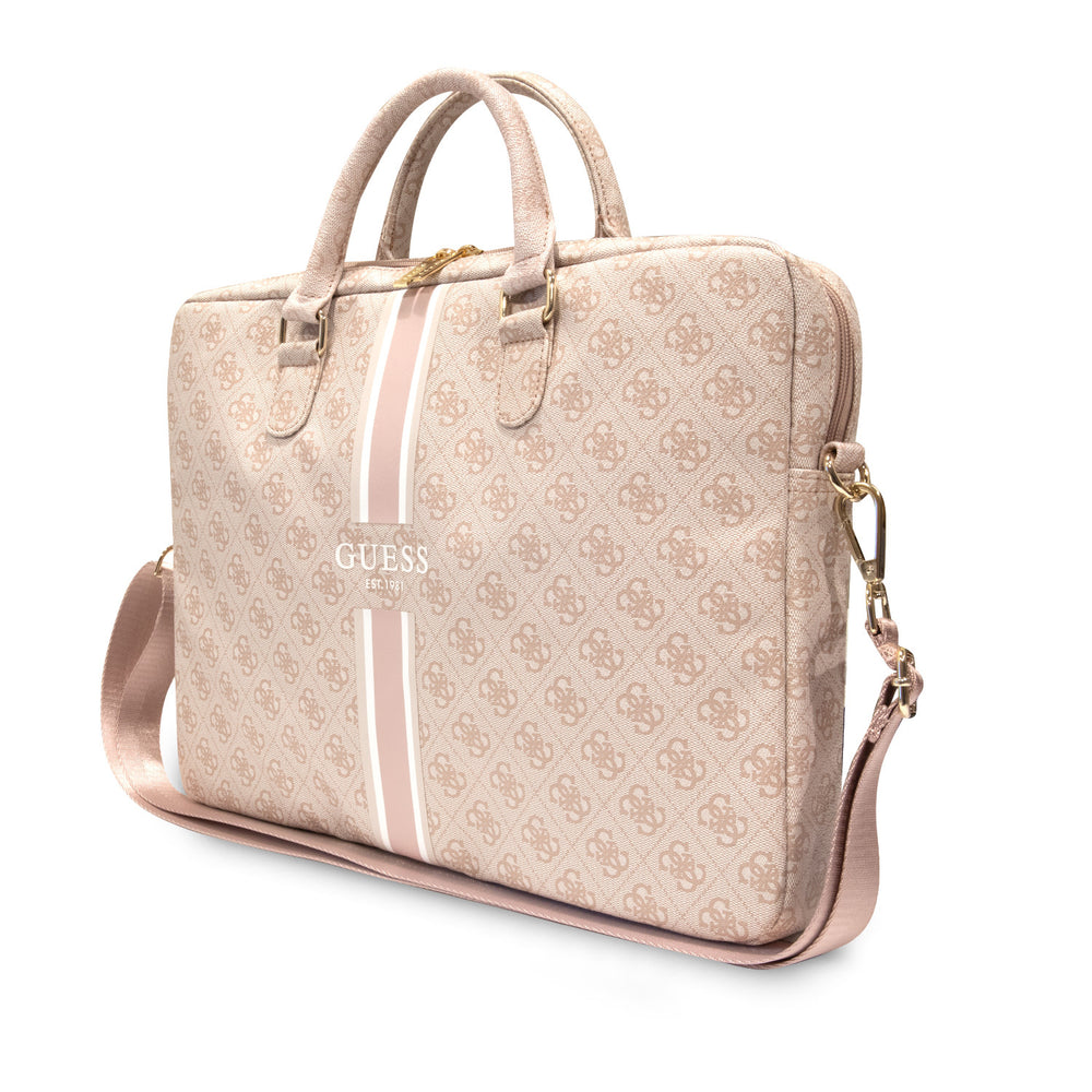 Guess 15 Inch PU Leather Laptop- en Tablettas 4G stripes - Roze-Laptopcover-Ilumina Benelux