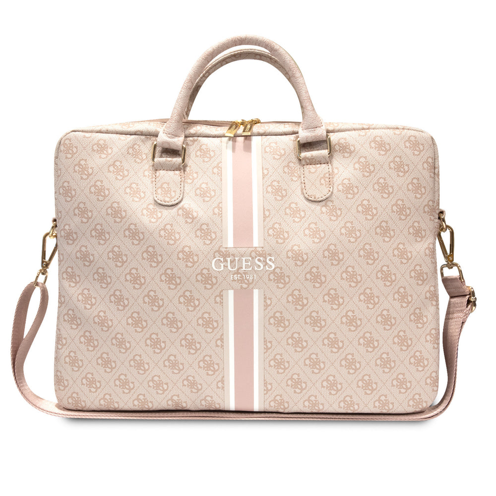 Guess 15 Inch PU Leather Laptop- en Tablettas 4G stripes - Roze-Laptopcover-Ilumina Benelux