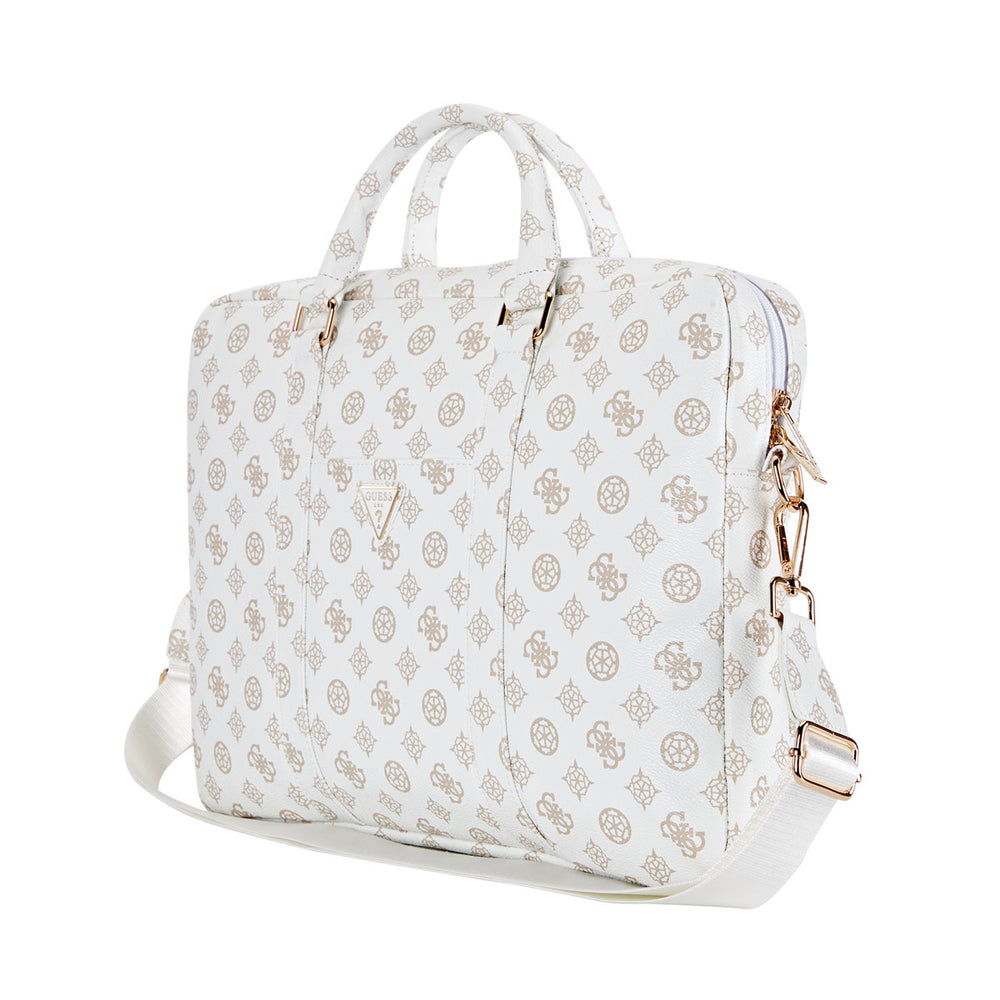 Guess 16 Inch PU Leather Laptop and Tablet Bag - 4G Peony - Wit-Laptopcover-Ilumina Benelux