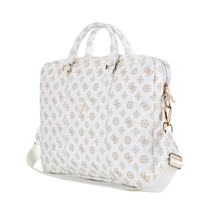 Guess 16 Inch PU Leather Laptop and Tablet Bag - 4G Peony - Wit-Laptopcover-Ilumina Benelux