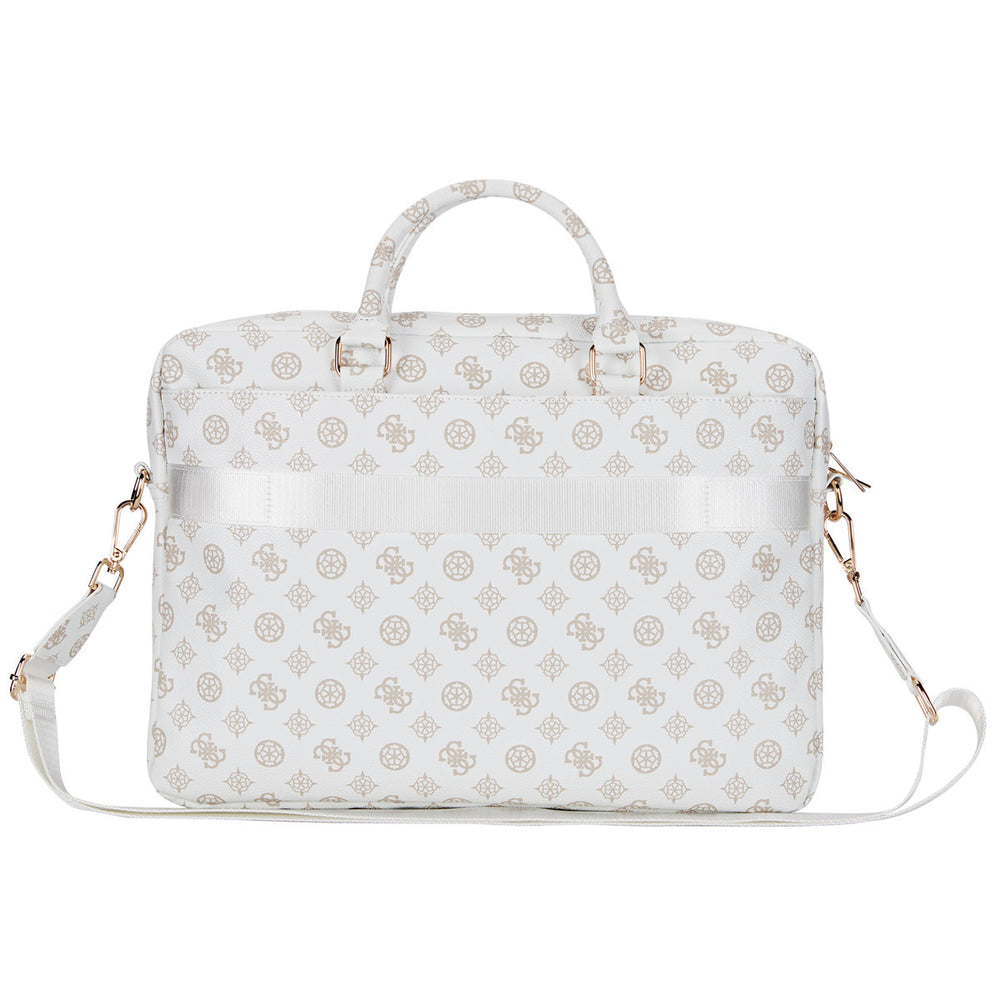 Guess 16 Inch PU Leather Laptop and Tablet Bag - 4G Peony - Wit-Laptopcover-Ilumina Benelux