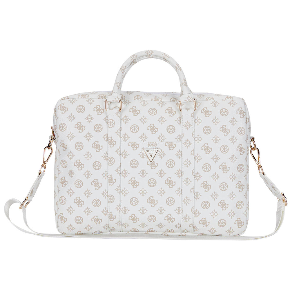Guess 16 Inch PU Leather Laptop and Tablet Bag - 4G Peony - Wit-Laptopcover-Ilumina Benelux