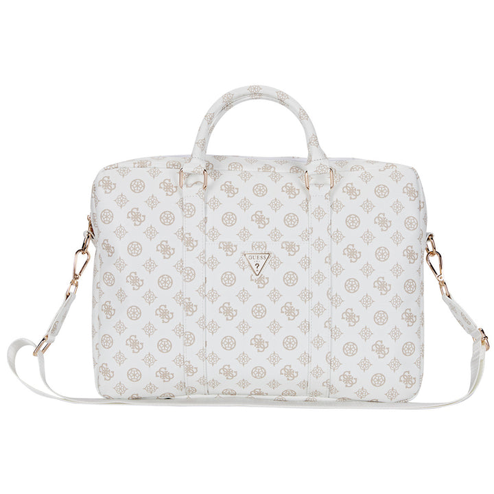 Guess 16 Inch PU Leather Laptop and Tablet Bag - 4G Peony - Wit-Laptopcover-Ilumina Benelux