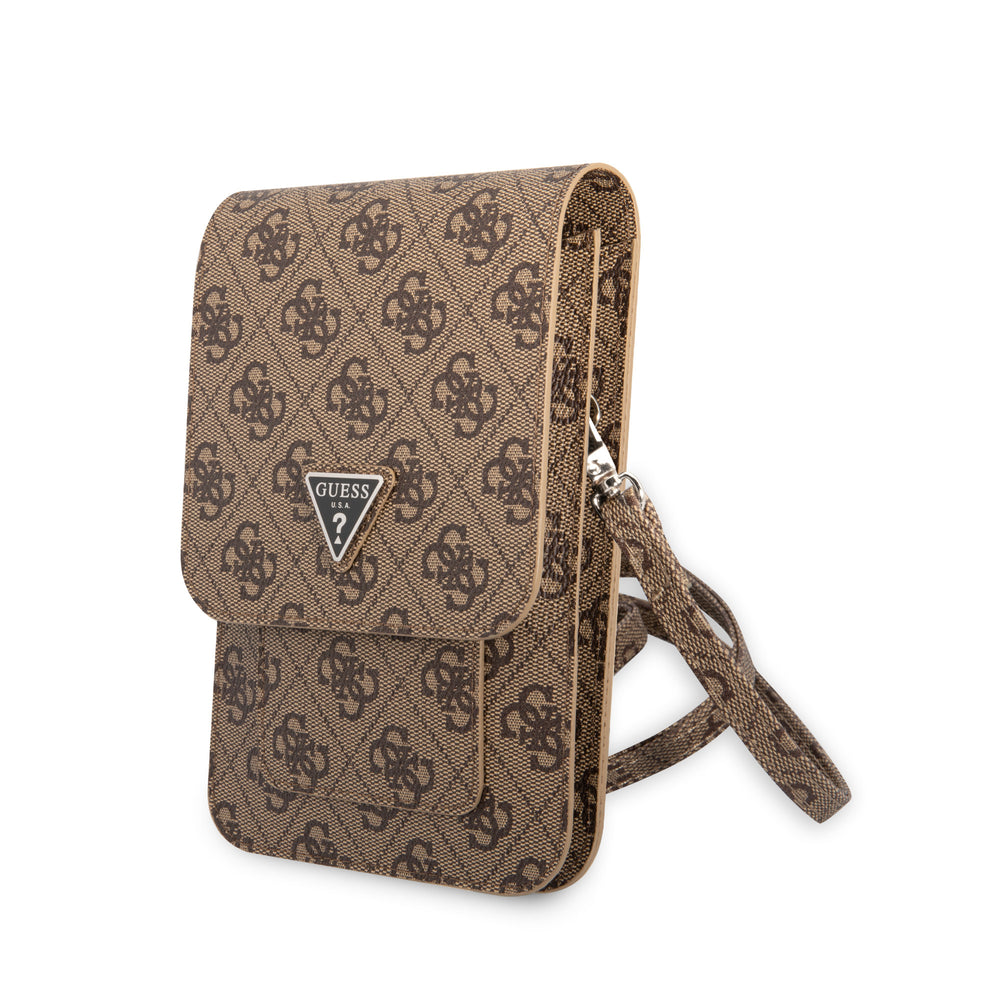Guess 7 inch PU Leather Telefoontas - Wallet bag - 4G Triangle - Bruin-Tablethoesjes-Ilumina Benelux