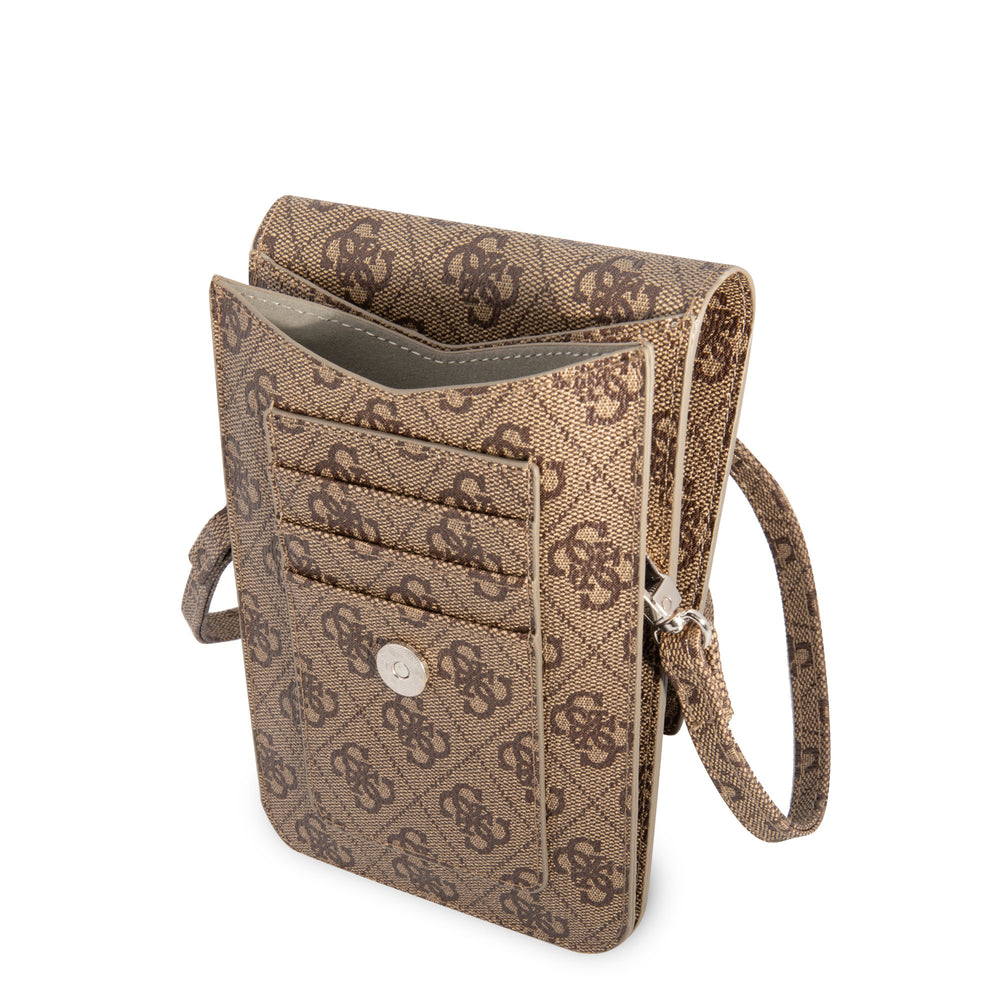 Guess 7 inch PU Leather Telefoontas - Wallet bag - 4G Triangle - Bruin-Tablethoesjes-Ilumina Benelux