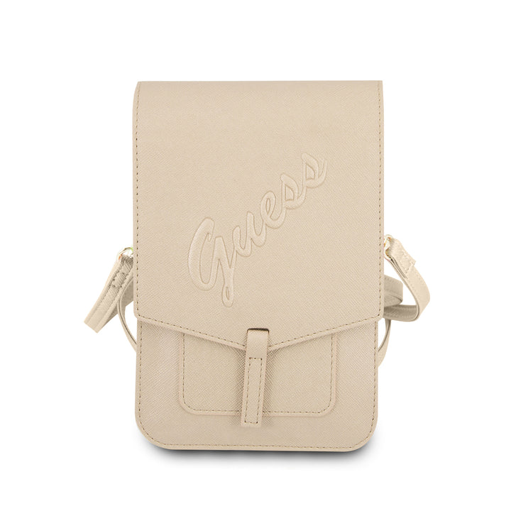 Guess 7 inch Telefoontas - Wallet Bag - Saffiano Leather - Goud-Tablethoesjes-Ilumina Benelux