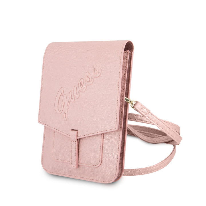 Guess 7 inch Telefoontas - Wallet Bag - Saffiano Leather - Roze-Tablethoesjes-Ilumina Benelux
