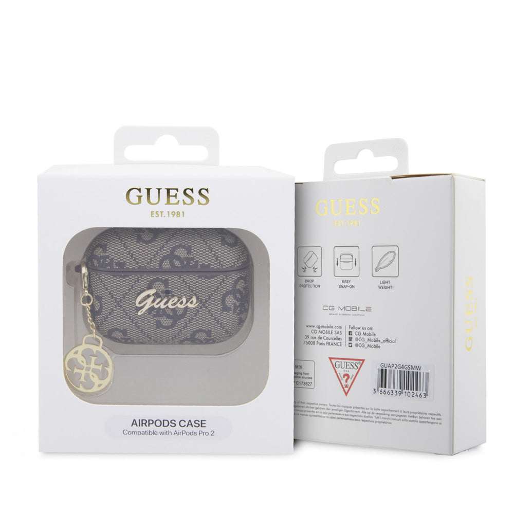Guess AirPods Pro & Pro 2 Case - 4G - Heart Charm - Bruin-Koptelefoon case-Ilumina Benelux