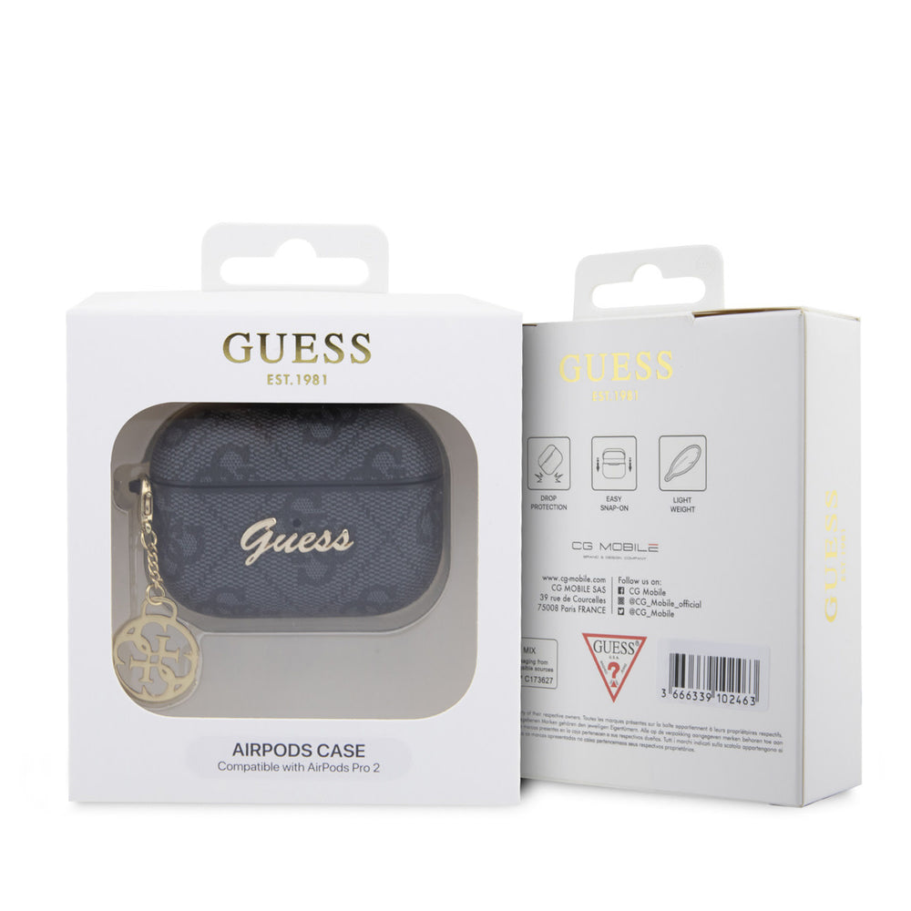 Guess AirPods Pro & Pro 2 Case - 4G - Heart Charm - Zwart-Koptelefoon case-Ilumina Benelux