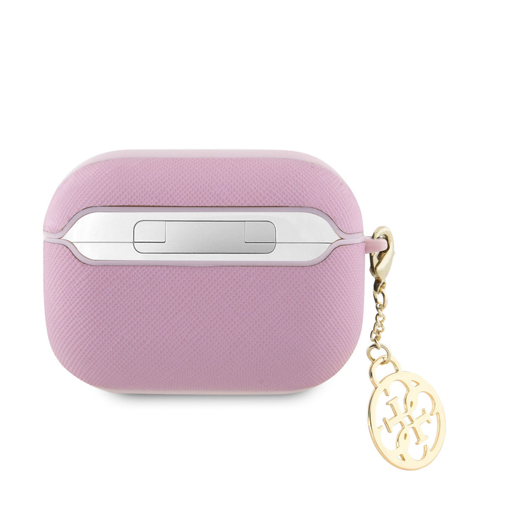 Guess AirPods Pro & Pro 2 Case - Saffiano - Circle Charm - Roze-Koptelefoon case-Ilumina Benelux