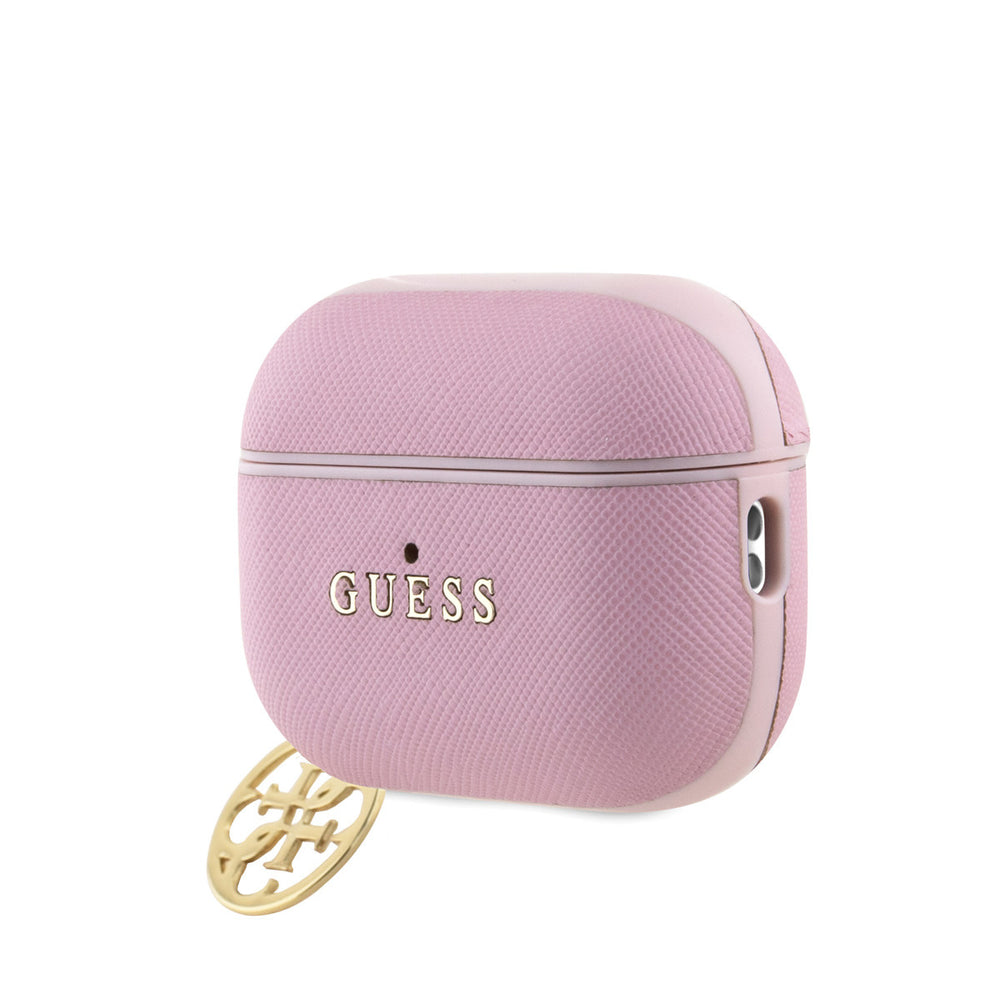 Guess AirPods Pro & Pro 2 Case - Saffiano - Circle Charm - Roze-Koptelefoon case-Ilumina Benelux