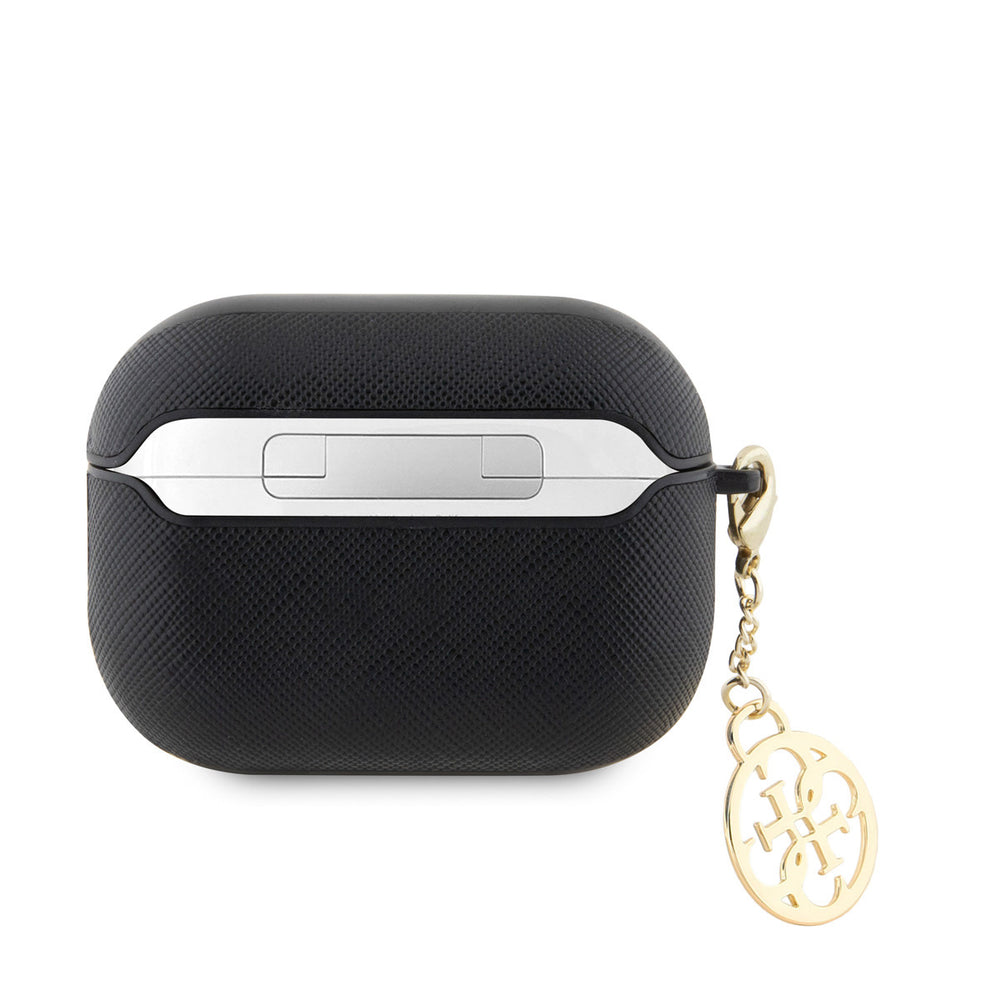 Guess AirPods Pro & Pro 2 Case - Saffiano - Circle Charm - Zwart-Koptelefoon case-Ilumina Benelux