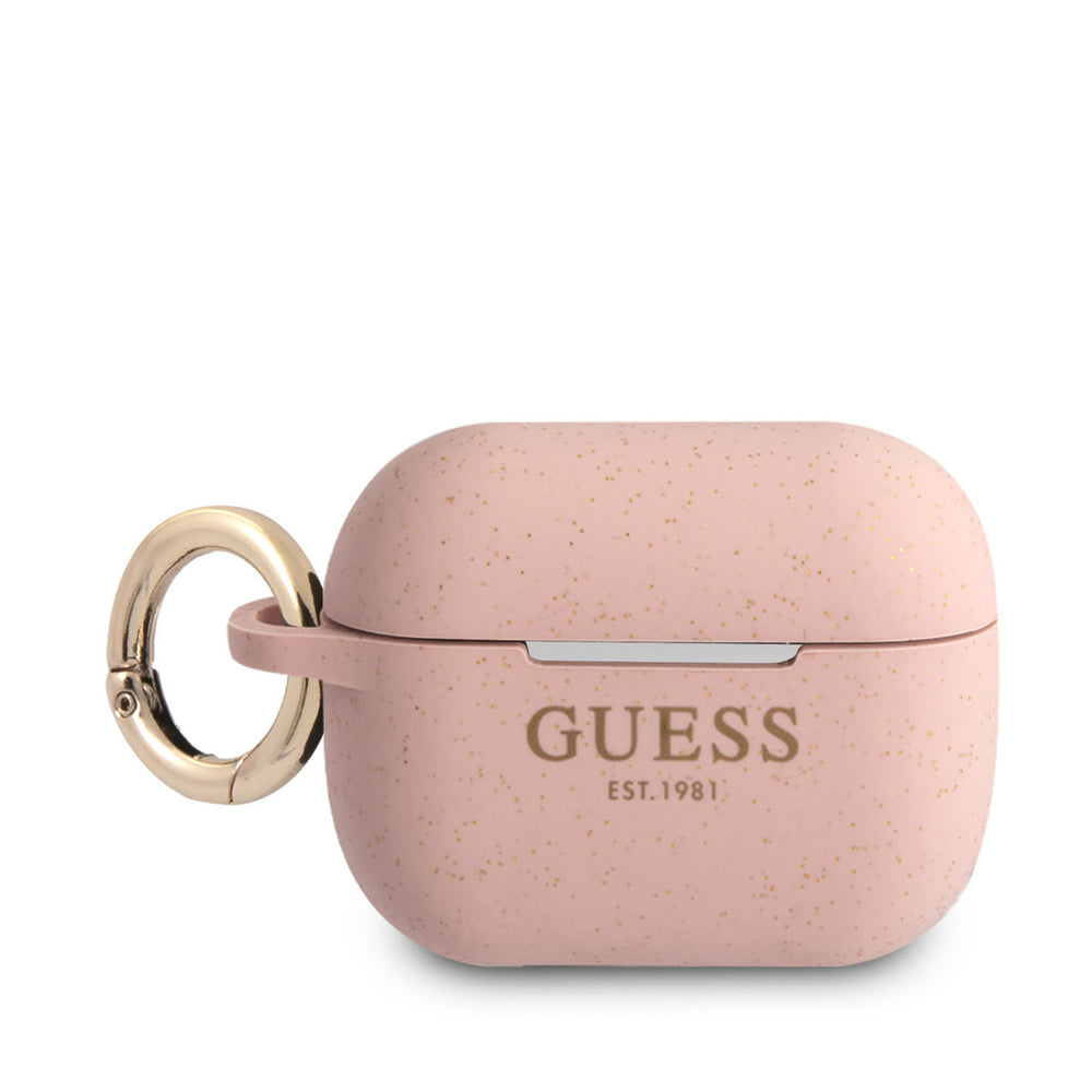 Guess AirPods Pro & Pro 2 Case - Silicone Glitter - Roze-Koptelefoon case-Ilumina Benelux