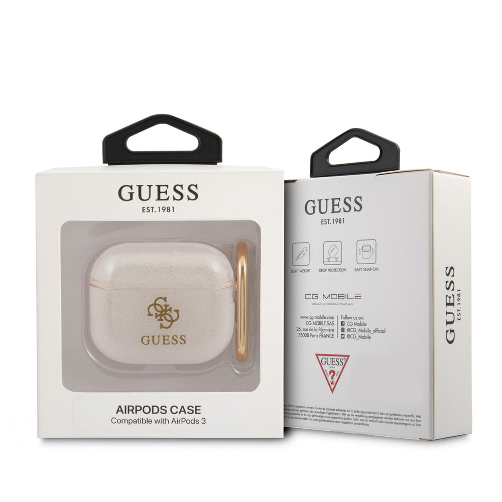 Guess Airpods 3 Case - Colored Glitter - Goud-Koptelefoon case-Ilumina Benelux