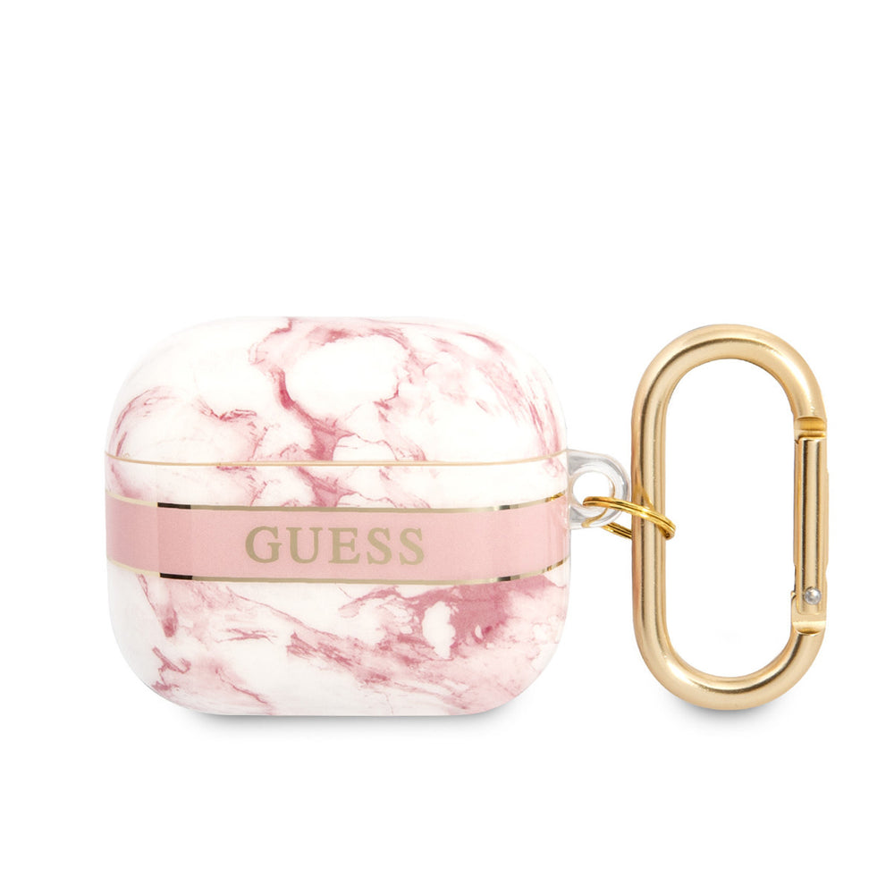 Guess Airpods 3 Case - Marble - Roze-Koptelefoon case-Ilumina Benelux