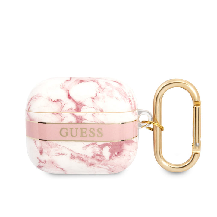 Guess Airpods 3 Case - Marble - Roze-Koptelefoon case-Ilumina Benelux