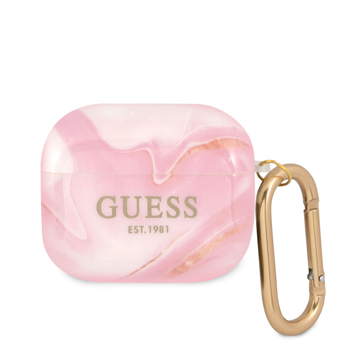 Guess Airpods 3 Case - Shiny New Marble - Roze-Koptelefoon case-Ilumina Benelux