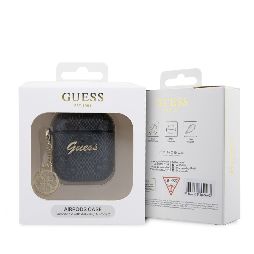 Guess Airpods - Airpods 2 Case - 4G - Heart Charm - Zwart-Koptelefoon case-Ilumina Benelux