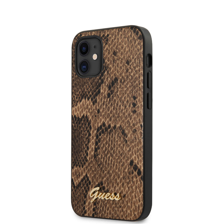 Guess Apple iPhone 12 Mini Bruin Backcover hoesje - Python-Hoesjes-Ilumina Benelux