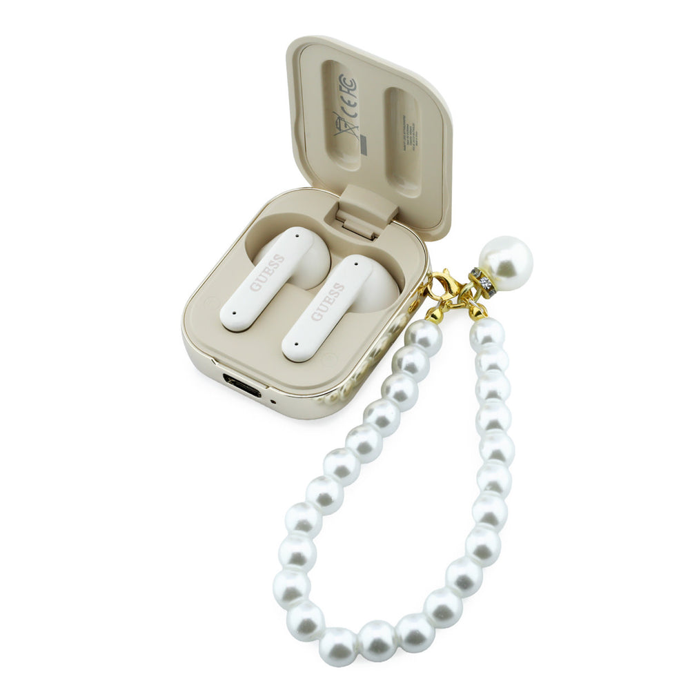 Guess Bluetooth Earbuds - TWS - Pearl Strap - Beige-In-ear koptelefoon-Ilumina Benelux
